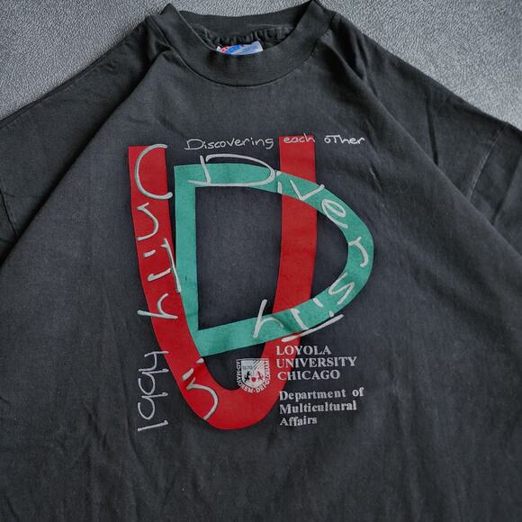 Vintage 90's Loyola University Chicago Diversity Black Shirt XL - Picture 3 of 6